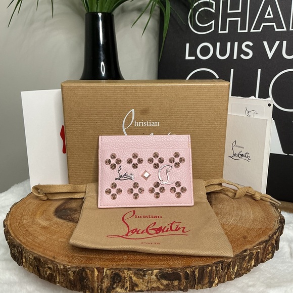 Christian Louboutin Accessories - Christian Louboutin Blush Pink Embellished Card Holder